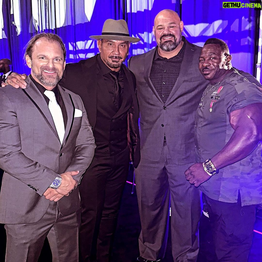 Dave Bautista Instagram - Some stars never look back….and some never forget where they came from. — A big thanks to Dave Bautista for being a special part of the 2023 Olympia. — Hollywood loves Dave, but his heart remains with us. #Olympia23 @davebautista