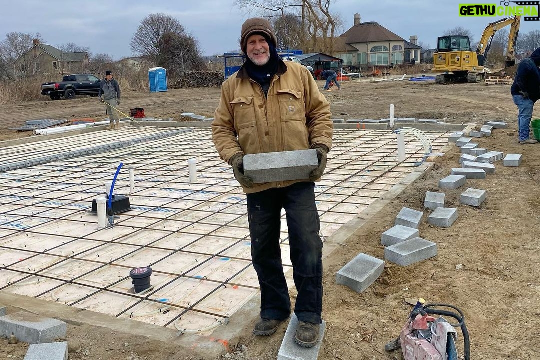 Dave Coulier Instagram - Busy day with our home build project. Concrete floors being poured and the first wave of Norway Spruce trees being planted. I also met on site with the gas company and window manufacturer. It’s cold and windy, so I built a fire for the crew. I need a nap! #homebuild #diy #coolerbuild #imagesbymelissacoulier