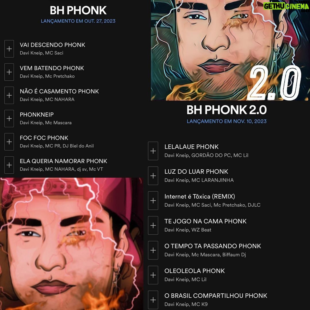 Davi Kneip Instagram - Apresento pra vocês meu novo projeto ! “BH PHONK”, uma junção do PHONK + FUNK DE BH ! E pra isso acontecer separei em dois ÁLBUNS pra vocês 🔥 . BH PHONK - 27/10 : @mcsaci @mc_pretchako @mcnaharaoficial @mcproriginal @djbieldoanil @mcmascaraoficial @djsvoficial . BH PHONK 2.0 - 10/11 : @gordaodopc @mcsaci @mc_pretchako @djlcoficial @mcmascaraoficial @mclaranjinha @mclilbeat @mck9legitimo @biffaumdj @wzbeat