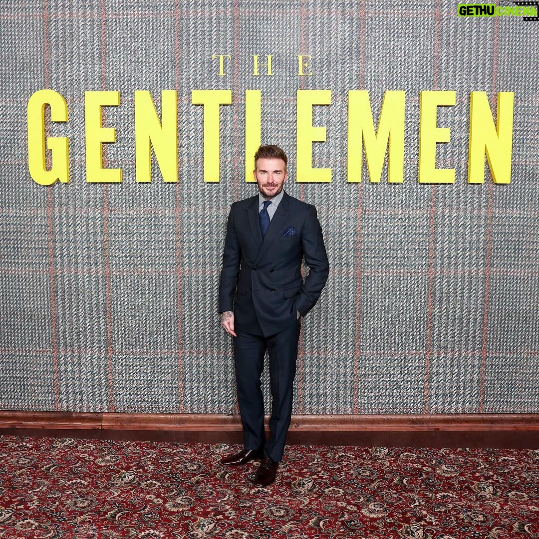 David Beckham Instagram - Great night at the premiere of The Gentlemen last night 🎥 Congratulations mate @guyritchie @netflix ❤️