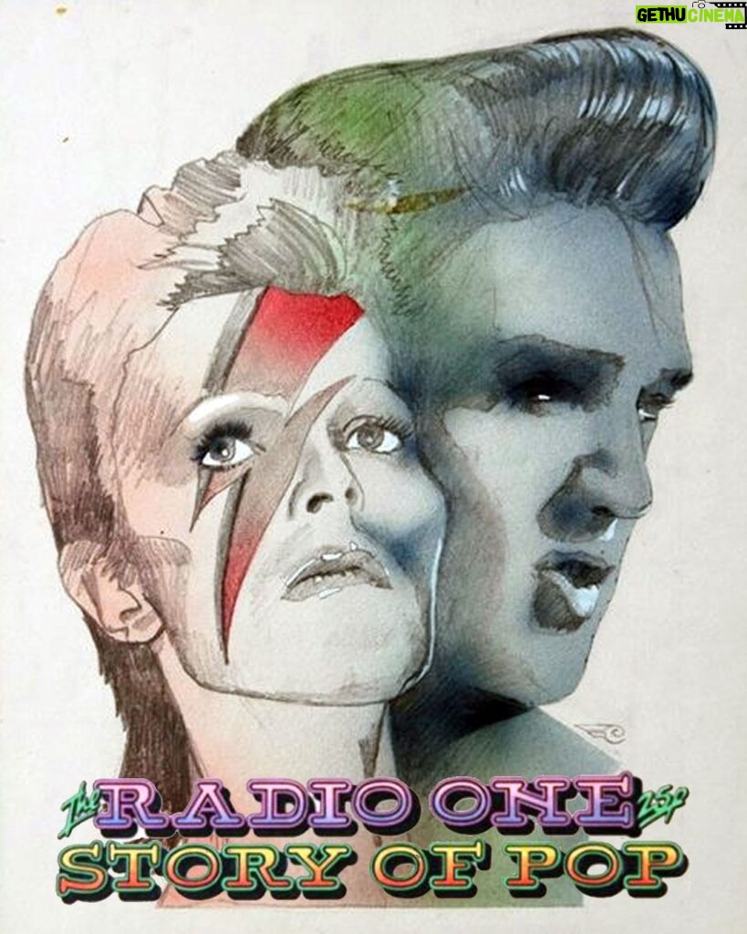 David Bowie Instagram - PRESLEY DOES BOWIE ON THE BBC...OR DOES HE? “Elvis is English...” Ten years ago this week (26th December 2013), listeners to the 6 Music special, This Is Radio Clash, were pleasantly surprised to hear a message from Elvis Presley imitating David Bowie...or was it the other way around? Make up your own mind here: https://www.bbc.co.uk/sounds/play/p01nxvg7 (Linktree in bio) For those of you that can't access the BBC, here’s the text of the message to be read in a pretty convincing Elvis drawl: “Hello everybody, this is David Bowie making a telephone call from the US of A. At this time of the year, I can’t help but remember my British-ness and all the jolly British folk, so here’s to you and have yourselves a Merry little Christmas and a Happy New Year. Thank you very much.” To complete the effect, one should perform the impersonation of Bowie’s take on Elvis over Johann Strauss Sr’s Radetzky March, Op. 228 on an Apple Mac so that the distinctive Mac volume control quack sound is audible on fade out. David Bowie is pictured here with Paul Simonon of The Clash backstage at New York's Shea Stadium when the band opened for The Who on October 12th, 1982. The second image is Philip Castle’s rough for the Bowie/Elvis cover of the BBC Radio 1 1973 magazine, The Story Of Pop. Regular readers of this page will know well Castle’s work on Aladdin Sane. #BowieElvis