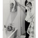 David Bowie Instagram – Please forgive the graininess of our latest Bowie Reflection. It’s an enlargement of TJ Newton (Bowie) on the set of The Man Who Fell To Earth, taken by David James. 

Here’s the caption from the reverse of the uncropped photo: “Mary-Lou (CANDY CLARK) tries to break down formal barriers between herself and Thomas Jerome Newton (DAVID BOWIE) when she invites him into her bathroom.”

The second image is of Bowie’s original artwork (see signature bottom right), a collage he created utilising two other stills from the same scene.

If you’re unfamiliar with this piece, it first appeared as a full-page in the 1976 ISOLAR tour programme and it was also an exhibit at the David Bowie Is V&A exhibition. (See last image)

Look closely at Bowie’s reflection and the bubbles in the bath. A bit of pre-Photoshop scalpel work by Bowie.

Thankfully, his replacement of the bubbles with Linoleum keeps us on the right side of social platform censors. The original image of Mary Lou was a little more revealing. 

#BowieReflections