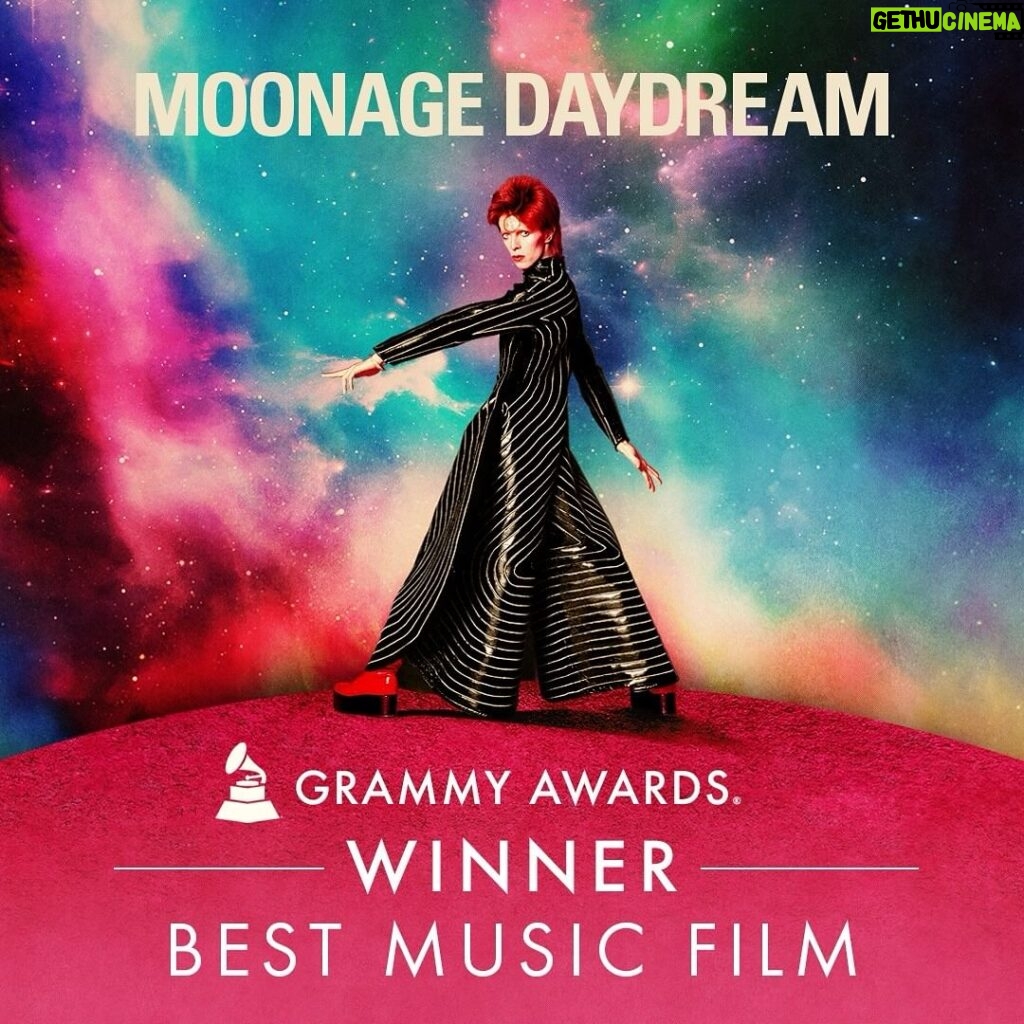 David Bowie Instagram - Brett Morgen’s MOONAGE DAYDREAM has won Best Music Film at the #GRAMMYs! 👨‍🎤