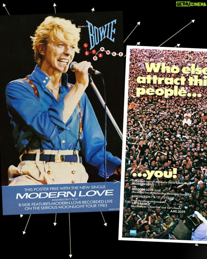 David Bowie Instagram - MODERN LOVE 45 IS 40 TODAY “It's just the power to charm...” Today (12th September) marks the 40th anniversary of Bowie’s third single from 1983’s Let’s Dance album. Jason Draper has kindly pointed us at another of his deep dives over on thisisdig, this time regarding the release of Modern Love. Here’s his introduction... + - + - + - + - + - + - + - + - + - + - + - + - + - + When Modern Love was released as the third single from David Bowie’s Let’s Dance album, its parent record had already flown up the charts, hitting No.4 in the US and going to the top spot around the UK, Europe and Australasia. Following the Let’s Dance song itself and the album’s second single, China Girl, into the upper echelons of the singles charts, Modern Love quickly found its place among the best David Bowie songs of all time. Yet beneath its radio-ready production and singalong chorus lay Bowie’s deep distrust of the twin pillars of religion and romance which society had built itself on. The former outsider artist may have reinvented himself as a mainstream pop star during the early 80s, but he was still committed to using his art to interrogate life as he saw it. + - + - + - + - + - + - + - + - + - + - + - + - + - + Read the full thing here: https://www.thisisdig.com/feature/modern-love-david-bowie-song-story/ (Linktree in bio) 📸 Denis O'Regan #BowieLetsDance40 #BowieModernLove