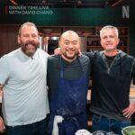 David Chang Instagram - This week’s #DinnerTimeLive with @davidchang had so many layers. Did anyone count how many layers there were in the Timparmo? Was it 30? Wait… that’s how many meatballs Bill Simmons eats in a month (approximately). We’ll get back to you on the exact math later. If you missed the #DavidCooksItalian episode featuring guests @bertkreischer & @billsimmons–it’s streaming NOW on @netflix!