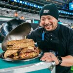 David Chang Instagram - The first Black Friday @nflonprime game is in the books. Grateful to the entire TNF family for helping me showing me the way. We worked 7 months to bring The Wedge Breaker…the inaugural thanksgiving leftover sandwich to the mvp of game. 🙏 to the entire @wholefoods @momofukugoods @majordomomedia @cookanyday @meyercookware @nyjets @miamidolphins & @metlifestadium kitchen crew for all of the help. Al doesn’t know what he’s missed out on!! ❤️ dc