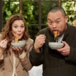 David Chang Instagram – Always so much fun on the @thedrewbarrymoreshow…made a vegetable stir-fry and the chili crunch carbonara with @momofukugoods air dried noodles 

🙏 @drewbarrymore