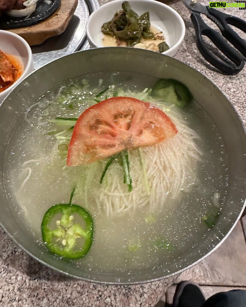David Chang Instagram - Dongchimi guksu. A classic 🇰🇷 cold noodle soup. So good I had to have it two days in a row. That’s a lot of driving for a food detour. But so worth it. Korean food in the OC area is insanely good. My dad and mom would’ve loved eating here. Tastes like home. 🙏 SY! Kote Dae Ji