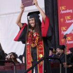 David Chang Instagram – Commencement speech time @uscannenberg…congrats to the all 2023 graduates 🎓. 
I guess I’m rooting for the Trojans now 🙏 #fighton