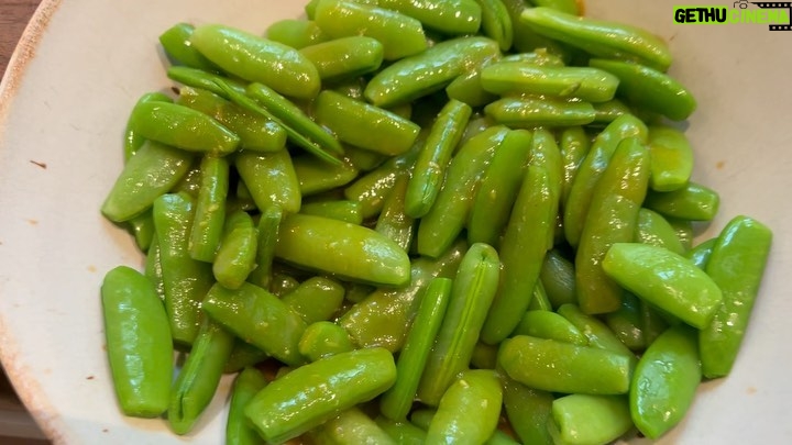 David Chang Instagram - Wasabi from tube isn’t really wasabi at all but has the horseradish kick that’s a nice pairing with sugar snap peas. A pretty vinaigrette with some lightly blanched snaps.