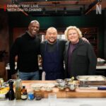David Chang Instagram - SPOILER ALERT: This week's Surf and Turf meal was full of surprises! A hay fire, instant pickles, a brussels sprouts menu swap, a kitchen assist from @fortunefeimster, and a homemade pound cake from @terrycrews! What was your favorite moment from this episode? Let us know in the comments below! #DinnerTimeLive with @davidchang is streaming NOW on @netflix!