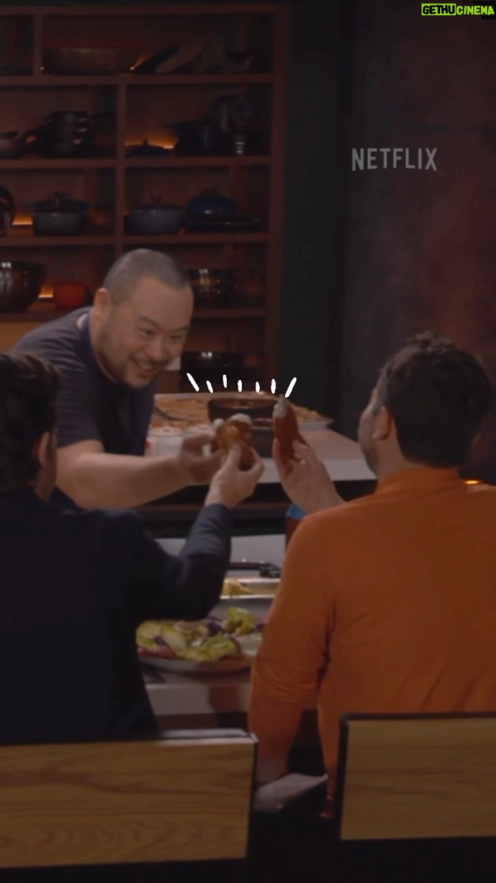 David Chang Instagram - Let’s Cheers (with jalapeño poppers!) our incredible guests @nickkroll, @johnmulaney and @davidchang for hosting such a fun 🍔 Party! Missed any of our #DinnerTimeLive episodes? Don’t worry! They are all streaming NOW on @netflix! And don’t miss TOMORROW’S episode streaming LIVE at 4pm PT / 7pm ET on Netflix!