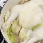 David Chang Instagram – Family meal…about 60 min all in…1 chicken, 1/2 head of green cabbage,1 pot, 1 bowl, colander, 3 packages of @momofukugoods sweet & spicy noodles
