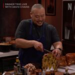 David Chang Instagram - This week’s #DinnerTimeLive with @davidchang had so many layers. Did anyone count how many layers there were in the Timparmo? Was it 30? Wait… that’s how many meatballs Bill Simmons eats in a month (approximately). We’ll get back to you on the exact math later. If you missed the #DavidCooksItalian episode featuring guests @bertkreischer & @billsimmons–it’s streaming NOW on @netflix!