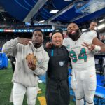 David Chang Instagram - The inaugural @nflonprime Black Friday game is in the books. Been working on this leftover sandwich for a few months…we finally got to unveil The Wedge Buster, presented to the mvps of game We worked on a special bread with @wholefoods head baker to be soft, yet sturdy enough to hold 16+ leftovers..have enough size so it doesn’t look small for an nfl player. Trying to incorporate flavors like jerk…which is one of @rsherman25 favorite foods and we got some boudin from @cochonbutchernola for @andrewwhitworth77…etc etc. had to put in some @momofukugoods hot honey too. The Wedge Buster is like a scrapbook of the TNF team. So happy that @cheetah & @cwilkins42 enjoyed the food 🙏
