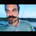David Harbour Instagram – I’m on a boat.  This magical moment captured by the Diane Arbus of 8 year olds.  #tbt #moustachewax