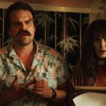 David Harbour Instagram – Welcome back to the 80s, kiddos.  Trailer’s up.  #parenting #jopper #fashion #moustache #wallpapergoals #rubberbandweaponry