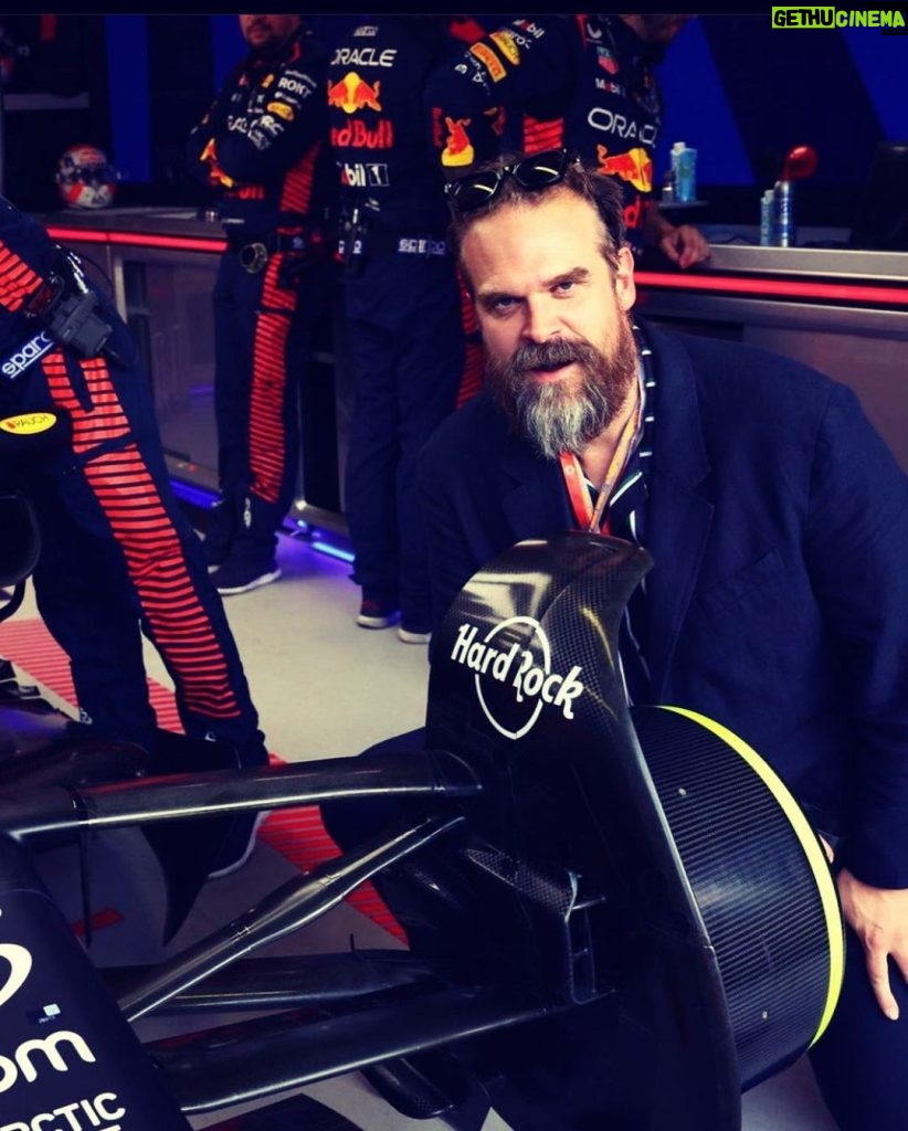David Harbour Instagram - Jet lagged at Cannes to jacked on coffee and the smell of burnt rubber on macadam at Monaco. Let’s fukin go @redbullracing , 20 laps to go🏎️🏎️🏎️