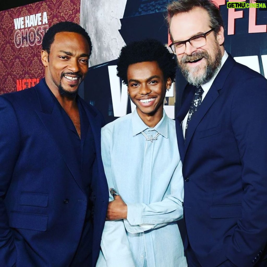 David Harbour Instagram - Running to catch @thechrislandon ‘s full hearted family flick ‘We Have A Ghost’ that drops tomorrow on @netflix . My fellas @anthonymackie and @jahiwinston make the supernatural special. Enjoy it, it’ll surprise you.
