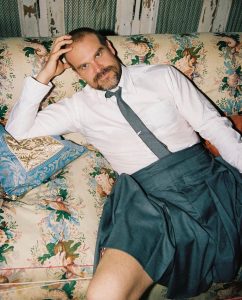 David Harbour Instagram - Freed from traditional male binary leg slots. Have fun at #NYFW @thombrowne and team.