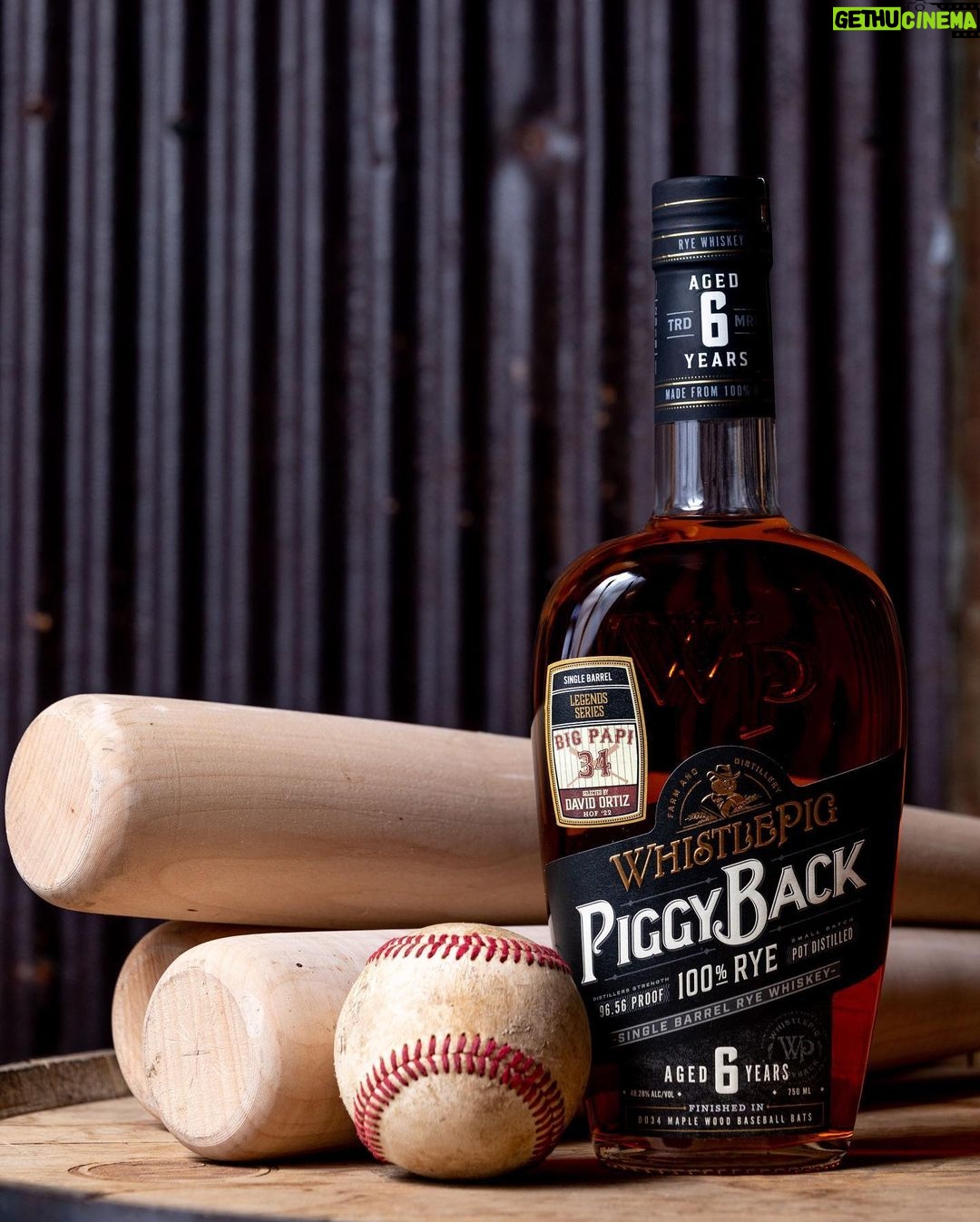David Ortiz Instagram - Batter up baseball fans, this ones for you! Introducing the all-new PiggyBack Legends Series, a limited-edition single barrel series, which celebrates living legends who give 100% in the name of greatness. We’re going to bat with our very first Legend, Big Papi himself. Created for and selected by @davidortiz, this PiggyBack 100% Rye Whiskey is aged six years in American Oak and finished in barrels containing Ortiz’s signature DO34 maple wood bats, making it the world’s first baseball bat-finished whiskey. So let’s raise a glass to Ortiz’s induction into the National Baseball Hall of Fame and the first-of-its-kind Rye Whiskey bottled at 96.56 proof, the perfect proof to enjoy in an Opening Day Old Fashioned this season. Check out the link in profile to grab a bottle of your own! Or find them locally in MA or FL by contacting your local retailer.