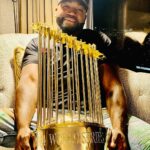 David Ortiz Instagram - I have to say that looking at this 2004 WS trophy made me reflect back on a city that was left behind for 86 years at the time. Now that I’m in my hotel room all alone with it, I finally for the first time get to really enjoy it as my date! Salute NEW ENGLAND @redsox #last34#gosox