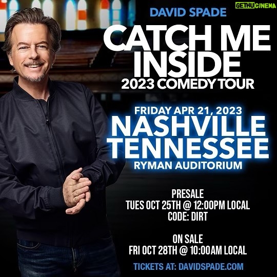 David Spade Instagram - NASHVILLE! I’m so excited to be a part of #NashComedyFest2023! Join me on April 21st at The Ryman Auditorium during the funniest week in town. Grab your tickets at nashcomedyfest.com