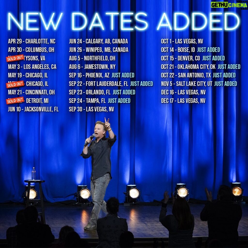 David Spade Instagram - Thanks for all the support. Adding dates. See you out there. Link in bio for tix