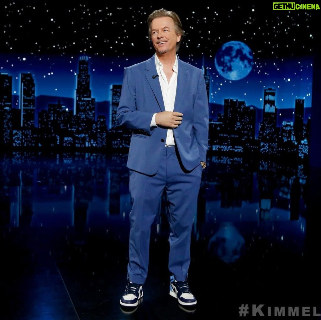 David Spade Instagram - Hosting @jimmykimmellive tonight. The new bachelorette couple ( spoiler!) and these clowns @whitneycummings @jaggereaton @thekatiethurston