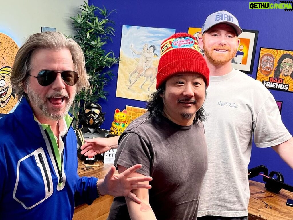 David Spade Instagram - Me trying to cheer Bobby up …it worked! I’m on @badfriendspod now with these 2 turds @bobbyleelive @cheetosantino