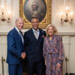 DeVon Franklin Instagram - I would have never thought that I’d be invited to the @WhiteHouse to screen a movie I produced! Honored to go there alongside my @flaminhotmovie family! Thank you @evalongoria, @jesslivmo and @elsamariecollins for making this dream become a reality! Thank you so much to @potus and @flotus for having us! It was funny because @evalongoria did the introductions as we went through the receiving line to meet President Biden and Dr. Biden. And when she introduced me as the producer of Flamin’ Hot, the President grabbed my right bicep and said “Eva, are you sure he had enough time outside of the gym to produce the movie?” We all fell out laughing 🤣🤣🤣   In light of recent SCOTUS decisions, it’s moments like this that remind me, that diversity, representation and inclusion are essential to fabric of our nation and worthy to be celebrated and fought for! As @hotcheetosrpm says “every revelation leads to a Revolution” we must keep fighting for equality and justice for all 👊🏾🔥 White House