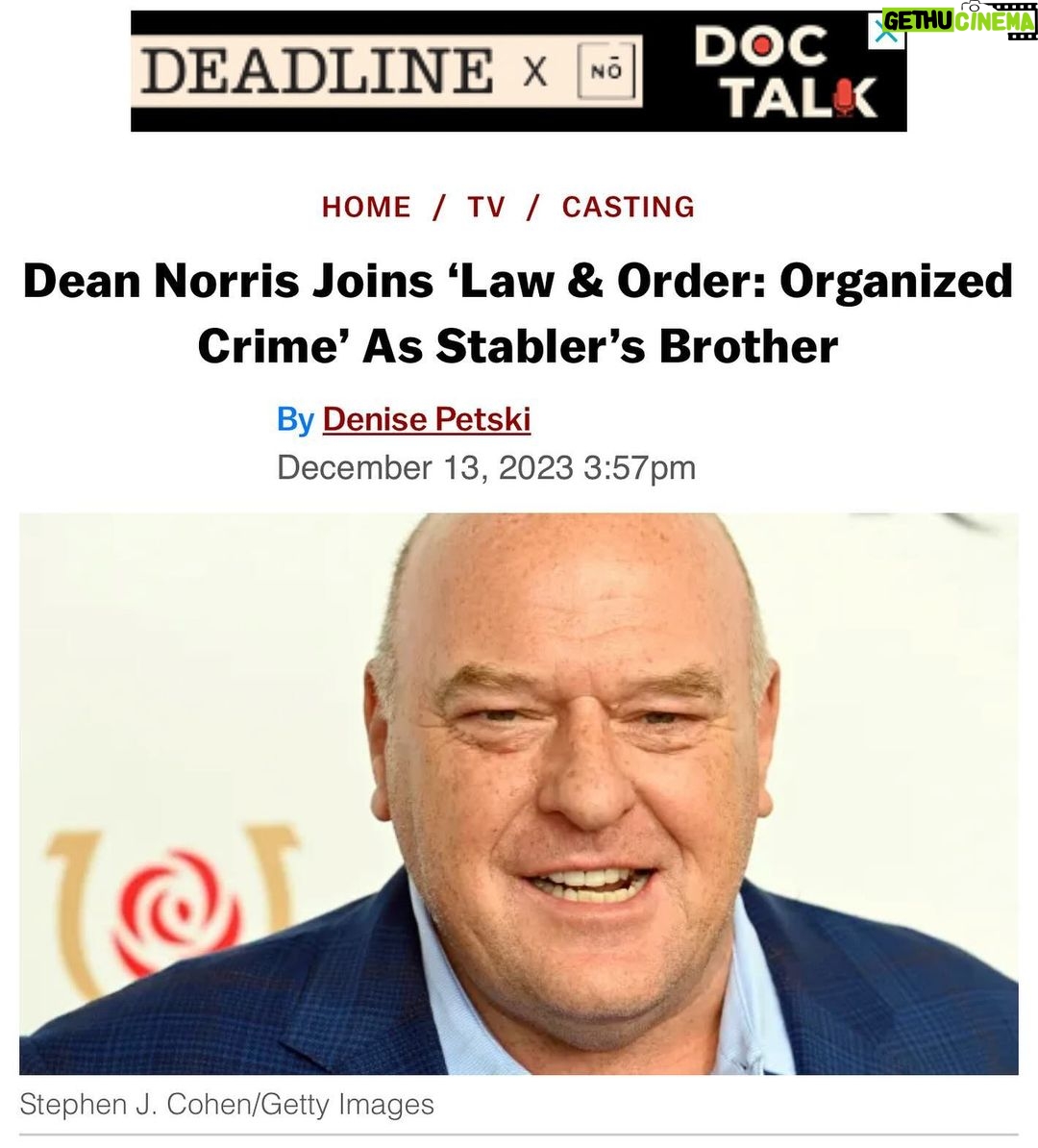 Dean Norris Instagram - Very excited to be working with my old bud Meloni. Gonna be a fun Winter Spring in NYC