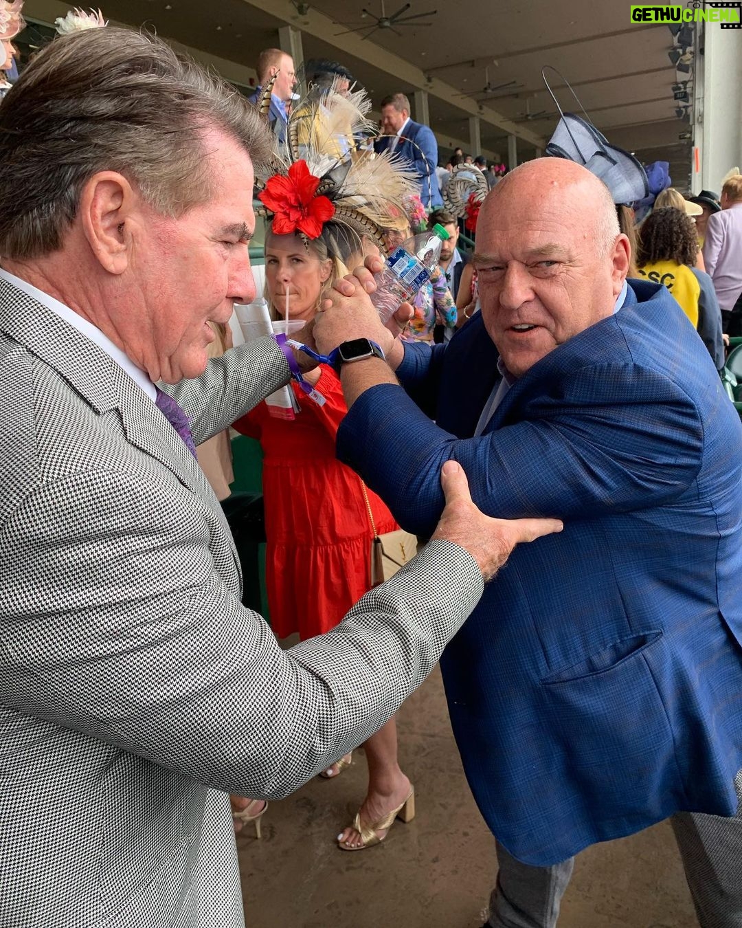 Dean Norris Instagram - Getting swing tips from legend Steve Garvey. Betting number 6. @dodgers #kyderby