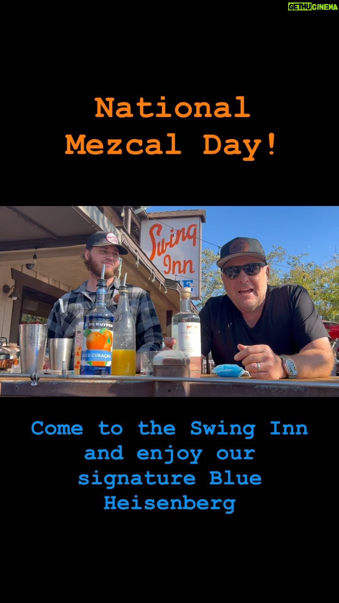 Dean Norris Instagram - Come enjoy our signature Blue Heisenberg on National Mezcal day at the Swing Inn, Temecula @swinginncafe @doshombres @aaronpaul @bryancranston