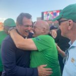 Dean Norris Instagram - On the sidelines for a great #ND game. Bad ending but great game. Got to hang with some legends . Joe Theisman, Tim Brown, Chris Zorich, Jerome Bettis. #notredamefootball #goirish