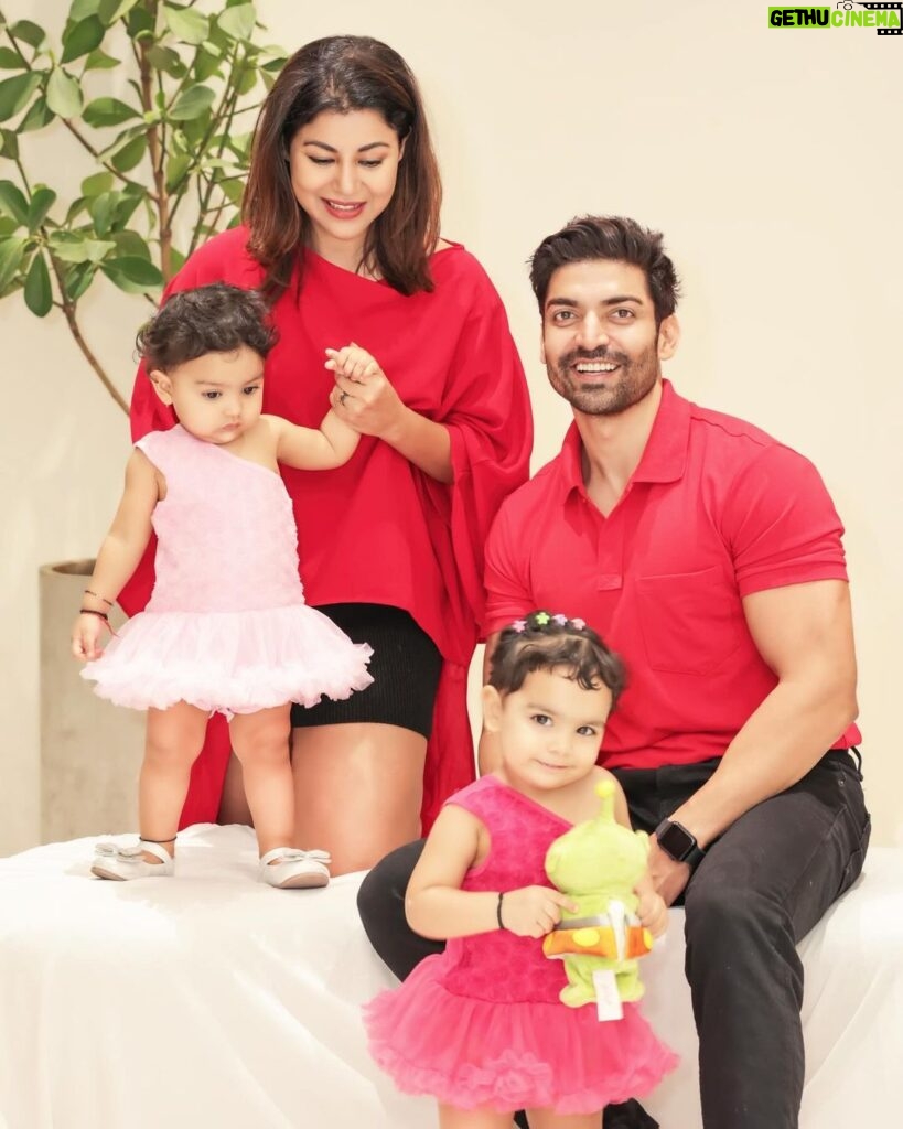 Debina Bonnerjee Instagram - You see those two little girls that’s our heart beating outside our body!!! Valentines from now on is a group of four in love with each-other for infinity ♾️🥰❤️✨🧿 #HappyValentinesDay from us to you all even the ones who are amazingly single and loving life to the fullest 😉
