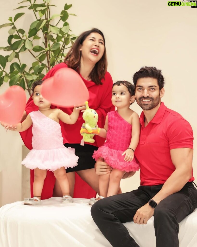 Debina Bonnerjee Instagram - You see those two little girls that’s our heart beating outside our body!!! Valentines from now on is a group of four in love with each-other for infinity ♾️🥰❤️✨🧿 #HappyValentinesDay from us to you all even the ones who are amazingly single and loving life to the fullest 😉