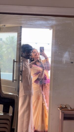 Deepika Venkatachalam Instagram - A simple yet kyoot thala pongal 🫶🏼🥰

Have you guys ever been in a phase where you kept running and juggling between work and never had the time to spend with family? And on one day you decide to keep everything aside and be with them. No project, no work, or no amount of money will seem important to you that day. Our Thala Pongal was that day to us! 🥹

From the morning car drive to chamathu ah dressing up in traditional(I was styled by my MIl so extra happy hehe) to cooking pongal to the pooja to keeping food for the crows to eating the pongal made by us with simple breakfast made at home to spending heartfelt time with our family, it was a wholesome day with lots of kutty kutty moments to cherish. ❤️

As someone who grew up in apartments, I was always used to celebrating Pongal the ‘Very simple Kitchen’ way. This time for our thala Pongal, I got to experience the traditional way of celebrating with big kolams and decorations at the front door, especially varagu adupu la pongal panrathu. Tasted Yummmyyy max & I enjoyed every bit of doing it. Ofcourse my pro-MIL helped me with every step. 😌

I’m sure many of you guys would have seen my parents more often in this space & I don’t think any of you would have got to see RVP’s family. So this is his beautiful mom and handsome dad and my very own cute in-laws. 🙈hehehe.

They both are the main reason behind our thala pongal being this wholesome and happy. They made sure we enjoyed every moment throughout the day and made us remember to pause once in a while and enjoy life’s littlest moments amidst life’s never ending juggling. 💕 

“Isaiyaal oru ulagam
Adhil nee naan mattum iruppom” 🥹🫶🏼 
.
#RnD #ThalaPongal