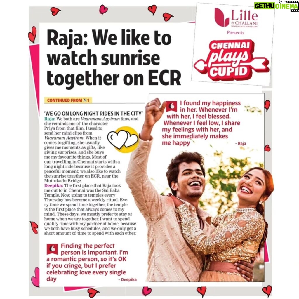 Deepika Venkatachalam Instagram - Deepika Venkatachalam & Raja Vetri Prabhu's love story took root in Chennai that played in bringing them together Share how your city played a role in your love story and stand a chance to be featured & win vouchers*. Click the link in bio to get started! #cupid #RajaVetriPrabhu #DeepikaVenkatachalam