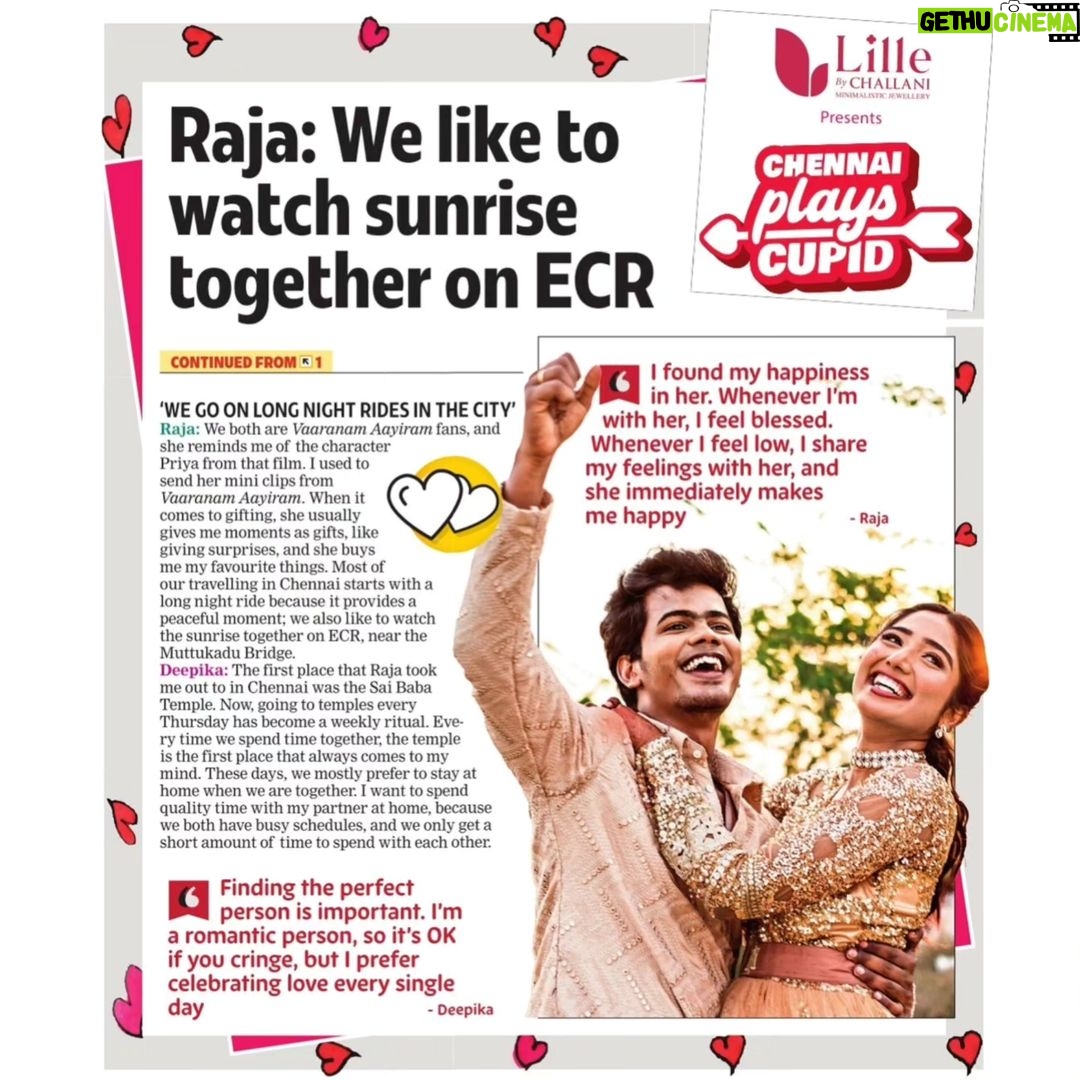 Deepika Venkatachalam Instagram - Deepika Venkatachalam & Raja Vetri Prabhu's love story took root in Chennai that played in bringing them together Share how your city played a role in your love story and stand a chance to be featured & win vouchers*. Click the link in bio to get started! #cupid #RajaVetriPrabhu #DeepikaVenkatachalam