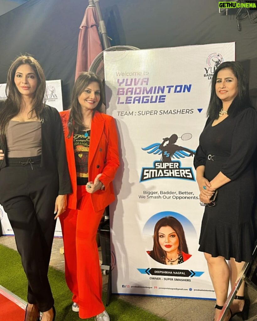 Deepshikha Nagpal Instagram - Launch of Yuva badminton league. Proud to announce me as an owner of “super smasher “. Thank you for believing in me and trusting me god has been kind❤️❤️❤️ love you @anuanita.sharma @rinarsingh28 for supporting me. Cheers. . . . #happiness💕 #blessed. @yuvabadmintonleague