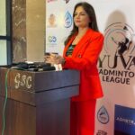 Deepshikha Nagpal Instagram - Launch of Yuva badminton league. Proud to announce me as an owner of “super smasher “. Thank you for believing in me and trusting me god has been kind❤️❤️❤️ love you @anuanita.sharma @rinarsingh28 for supporting me. Cheers. . . . #happiness💕 #blessed. @yuvabadmintonleague