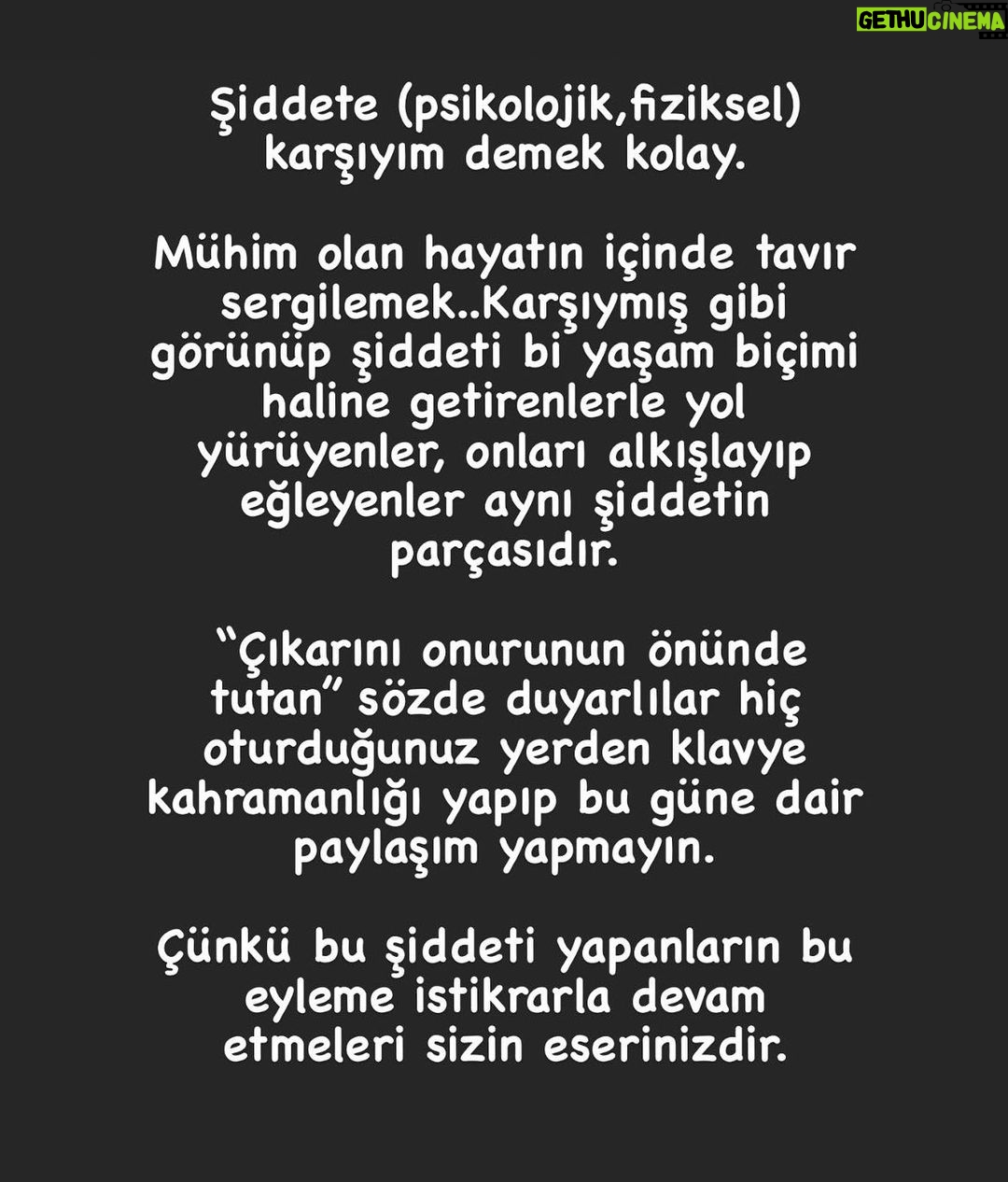 Deniz Çakır Instagram - 25 Kasım Kadına Yönelik Şiddetle Uluslararası Mücadele Günü…