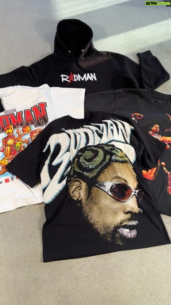 Dennis Rodman Instagram - AVAILABLE NOW: FIRST DROP OF THE YEAR 🏀🫶🌎 Our biggest graphic ever + 3 new instant classic designs. Super limited quantities ! All of our tees are - Heavyweight - Oversized - Screen-printed - Made w/ premium materials - Ships fast and worldwide - Super limited quantities - Official Rodman brand Available now at RodmanApparel.com or Instagram shop‼️