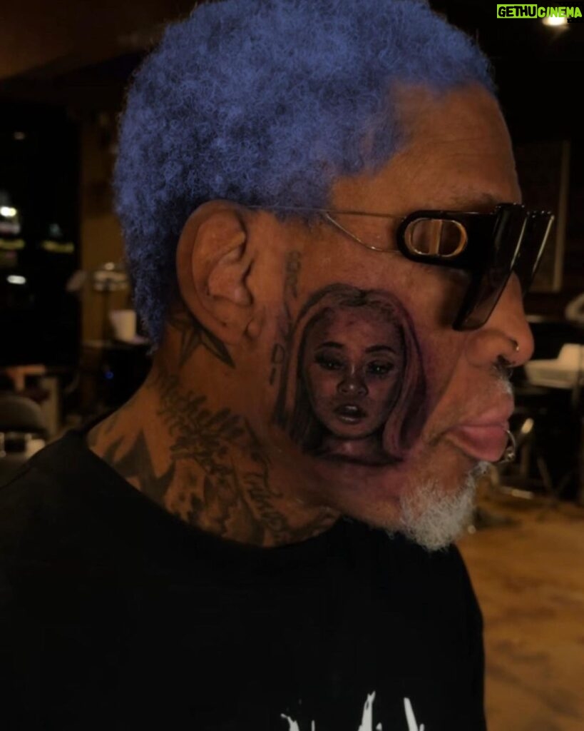 Dennis Rodman Instagram - Looking Good Yes Sirrr👍🏾Touched it up WHY NOT 🙀🤷🏾‍♂ #facetattoo