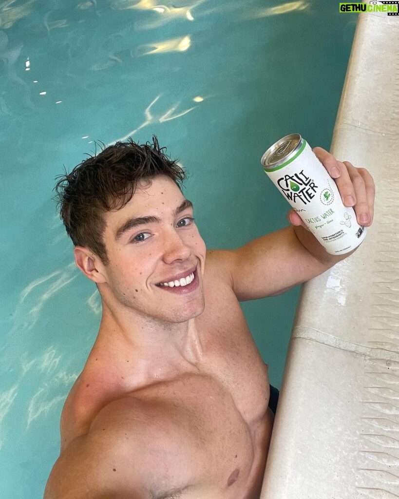 Derek Chadwick Instagram - post swim re-hydrating with @caliwater cactus water. loaded with antioxidants and electrolytes that help me refuel! #caliwater #cactuswater