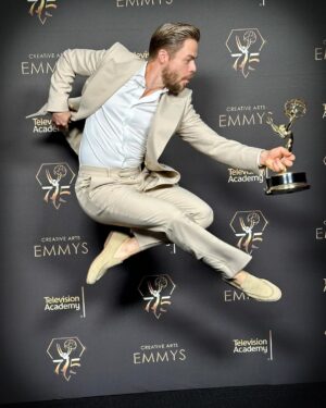 Derek Hough Instagram - Wow! I am incredibly humbled and grateful for this award. Thank you to the @televisionacad for this recognition. 
I want to start by recognizing the incredible talent of my fellow nominees. Your work inspires me, and it’s an honor to be considered alongside you.

A heartfelt thank you to ABC and BBC for continuing to give us a platform to dream, create and perform on. 

Special thanks to my assistant @chasehaleybowden for always being a positive force in the room. To all the patient dancers who workshopped and allowed me to change things 100 times before eventually arriving on the final piece, and to the @dancingwiththestars pros who executed this piece so beautifully. 

My dear friend @michaelbuble for creating such an epic song and entrusting me with it. 

Thank you to the Village 
Rob Mills
Phil Heyes
Conrad Green
Quinn Lipton 
Justin Mabardi
Valerie Bruce
Deena Katz
Ray Chu 
Jospeh McQueen 
Nick Rosen 

Without your belief, collaboration and support this wouldn’t have been possible. 

Exactly one month ago, to the day, my world was shaken. The contrast of that moment with this one couldn’t be starker. It’s a powerful reminder of how quickly life can change. 
I’m reminded to savor every moment, to cherish every day with the people we love. Being alive is the greatest prize we could ever win.

To my wife, @hayley.erbert this one’s for you. The center piece and muse of this dance. This journey, these moments, they are all the more precious because of what we’ve endured together. 

Thank you to everyone who has been a part of this amazing journey.

#emmys @choreographyemmys