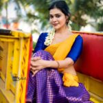Dharsha Gupta Instagram - 💛💙இயல்பாக இருக்க கற்றுக் கொள்ளுங்கள்.. முகச்சாயம் வெளுத்து விட்டால் நல்லது கூட கெட்டதாகவே தெரியும்💙💛 Makeover- @kovai.trendz @tissy_rental_attires Pic- @sathish_photography49 Location- @iconiicfilmcity Coimbatore, Tamil Nadu