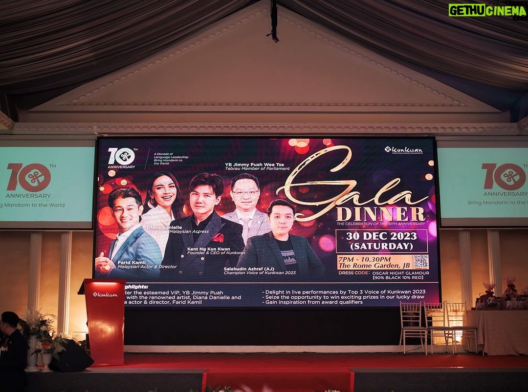 Diana Danielle Instagram - Grateful to have the wonderful Malaysian celebrity couple, Farid Kamil and Diana Danielle, to join us for Kunkwan’s 10th Anniversary Gala Night! @dianadanielleb @faridkamilz Diana, my devoted Mandarin learning student, graced us with a soulful performance that not only melted hearts but also showcased her mesmerizing talent and unwavering dedication. Keep learning, keep impressing, and here’s to more magical moments together! 🎤✨ #KunkwanAnniversary #CelebrityGuests #FaridKamil #DianaDanielle #CelebrityCouple #MandarinJourney The Rome Garden