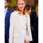 Dianna Agron Instagram - Silky soft ivory pantsuit of dreams. Thank you for dressing me up & taking me out @chanelofficial #throughherlens